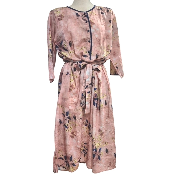 Zimu Cotton Linen Floral Midi Boho Dress XXL(US XL) - Picture 2 of 6